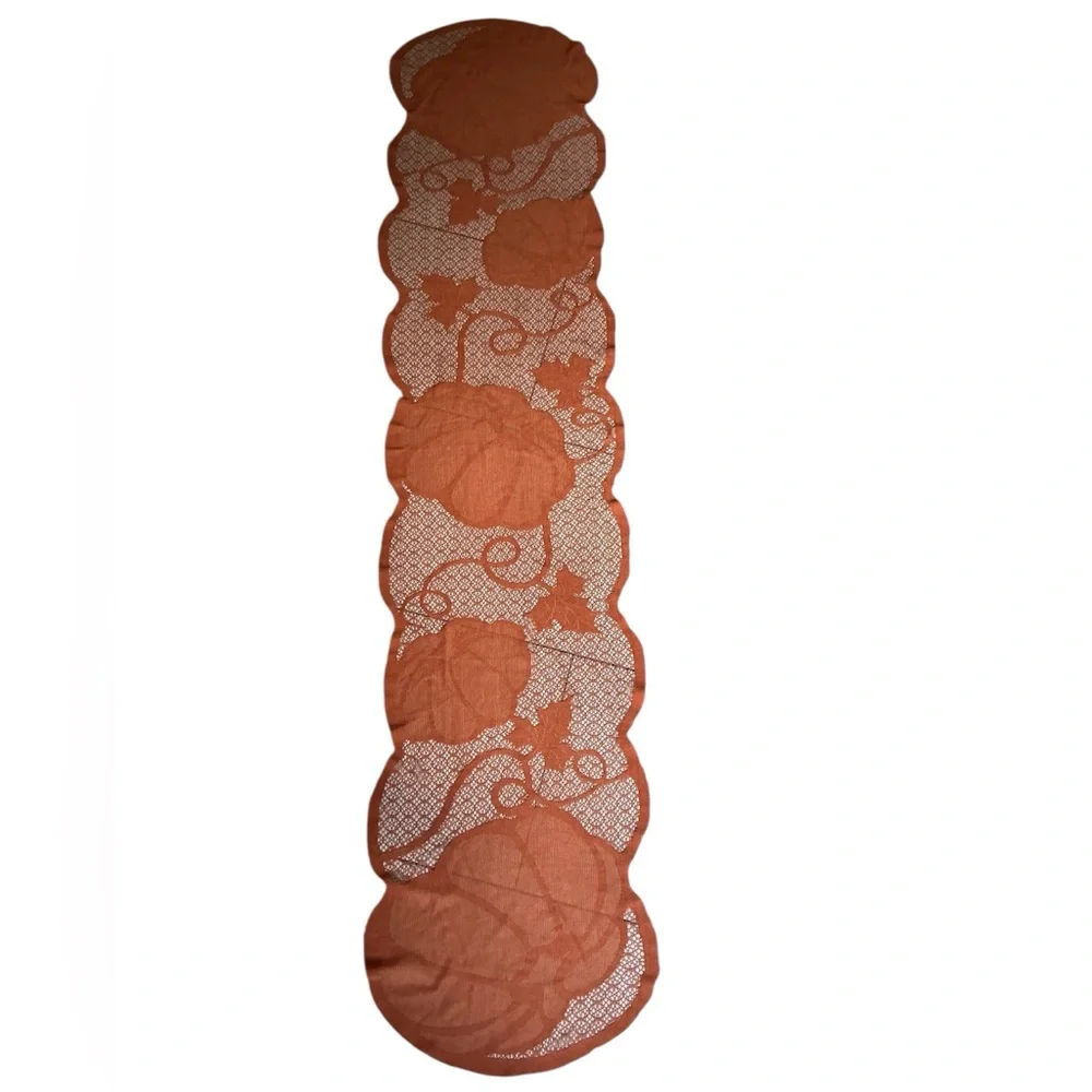 Elegant Lace Table Runner - Orange